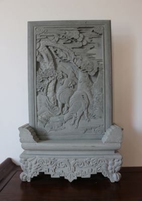 三陽開泰青石屏風